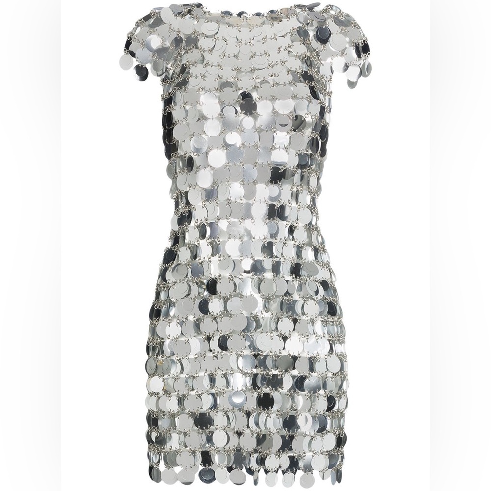 Paco Rabanne Metallic Sequin Chain-disc Mini Dress